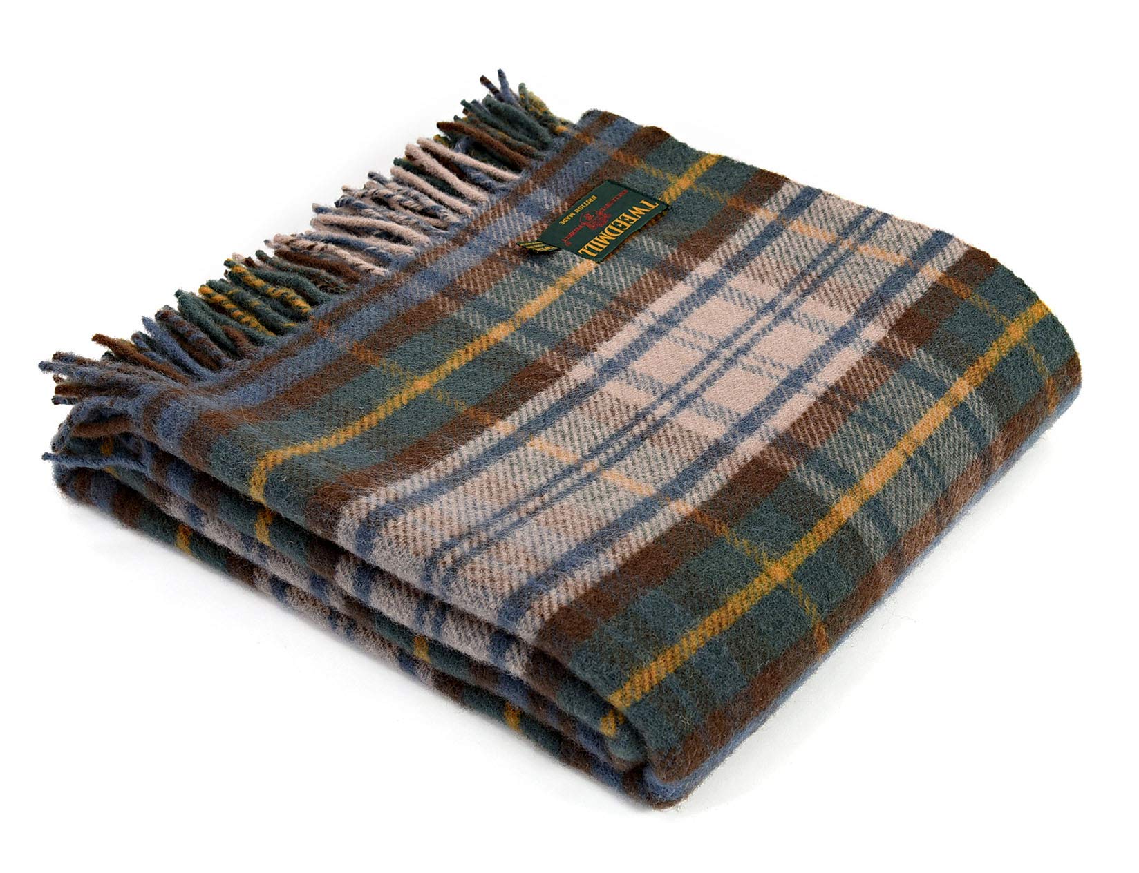 Antique Dress Gordon tartan British made wool picnic blanket travel rug