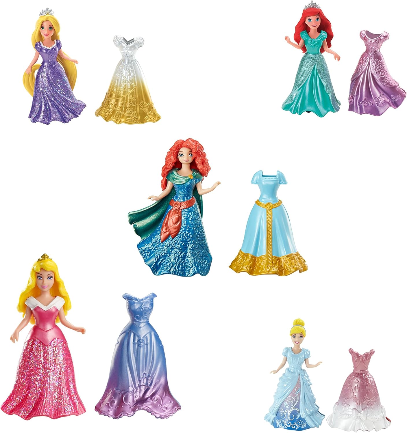 Mattel Disney Magic Clip Doll Set of 5 Amazon.co.uk Toys & Games