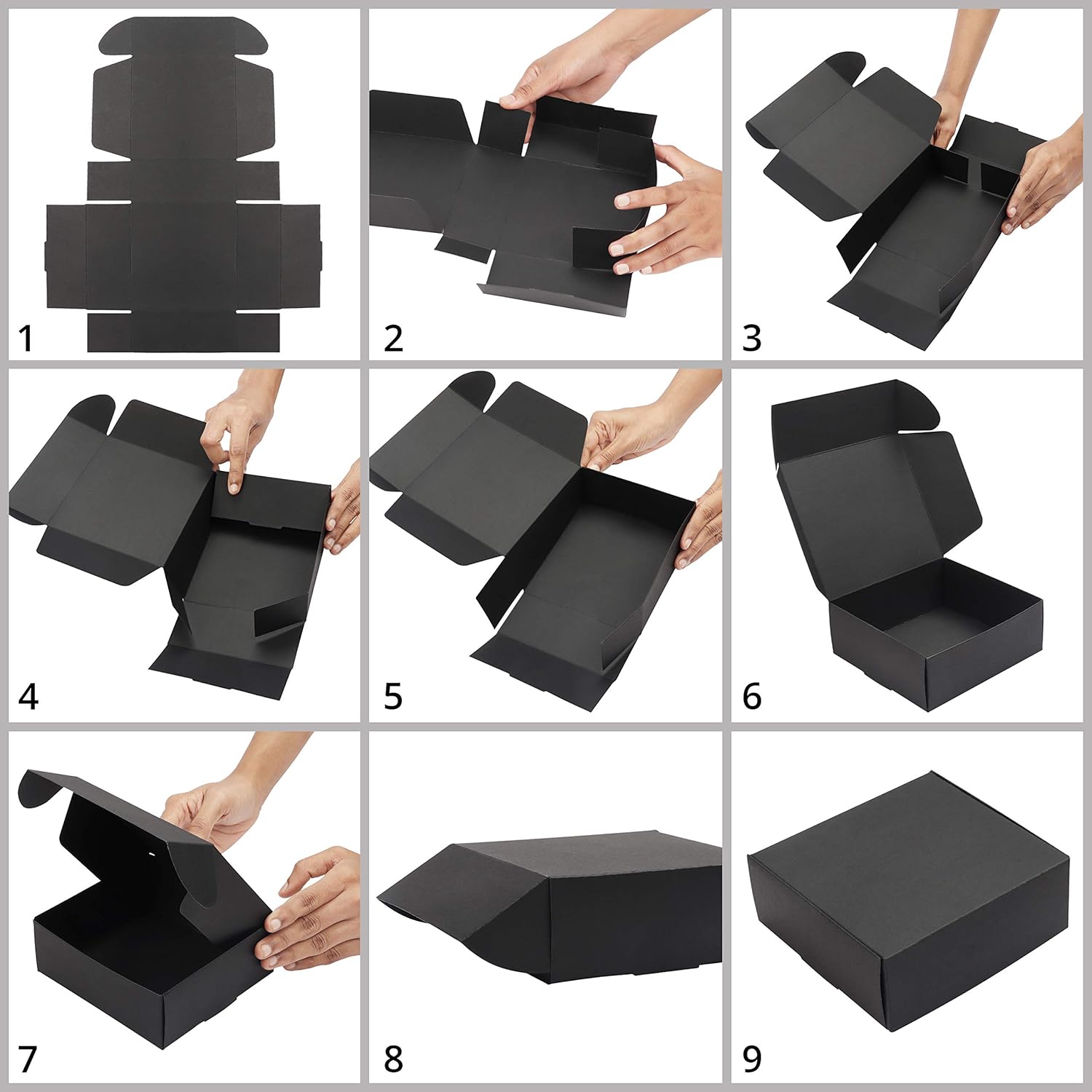Kurtzy Black Kraft Gift Boxes (20 Pack), Box Measures 12 x 12 x 5cm (4.72 x 4.72 x 1.96 inches) - Image 4
