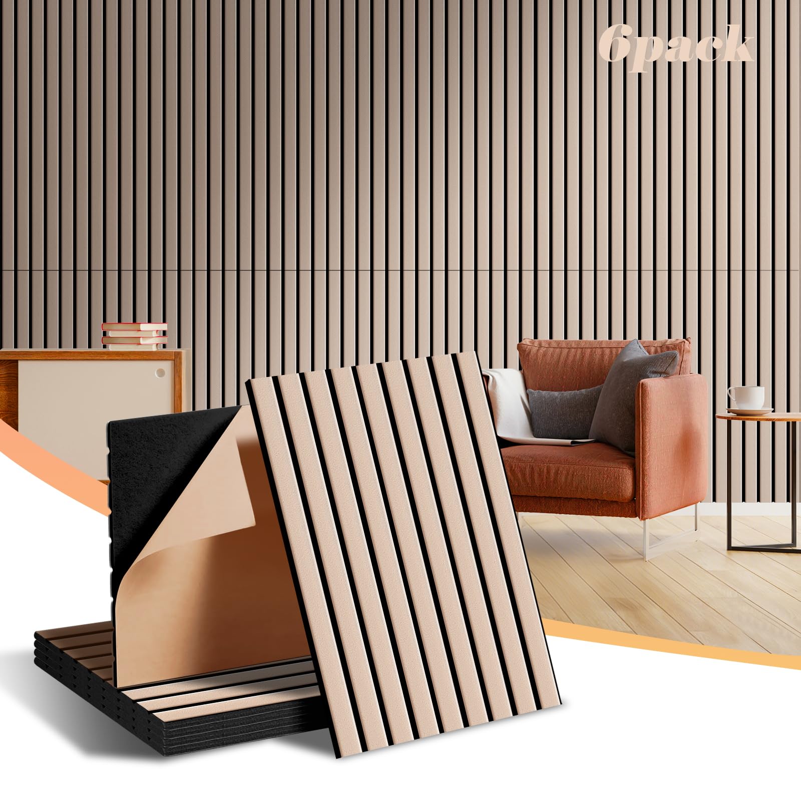Photo 1 of 6 Pack Large Acoustical Wall Panels, Sound Proof Panels for Wall, 16 x 12 x 0.4 Inches Self-Adhesive Acoustical Soundproof Panels,Acoustic Treatment for Home Office Recording Studio Camel