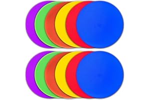 PIKZH Poly Spot Markers 10 inch 12 Pcs Non-Slip Rubber Agility Training Markers Floor Dots Flat Field Cones for Football, Soccer, Basketball, School Exercise Drills, Dance Practice