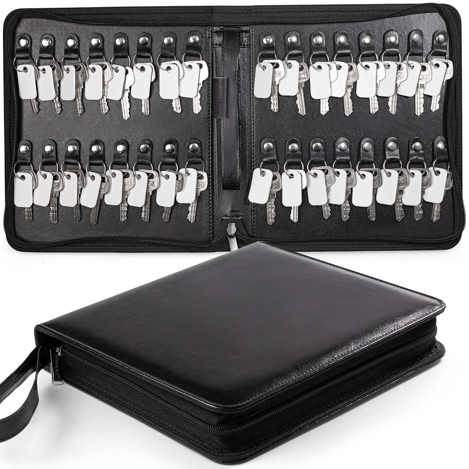 Portable Zippered Key Case, Leather Key Organizer