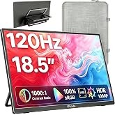 18.5 Inch Portable Monitor, HDMI USB-C Slim 120Hz Portable Gaming Monitor | 1080P FHD IPS FreeSync Large Portable Monitor for Laptop MacBook Pro Air, PC, Xbox, PS4/5 Travel Monitor with Kickstand