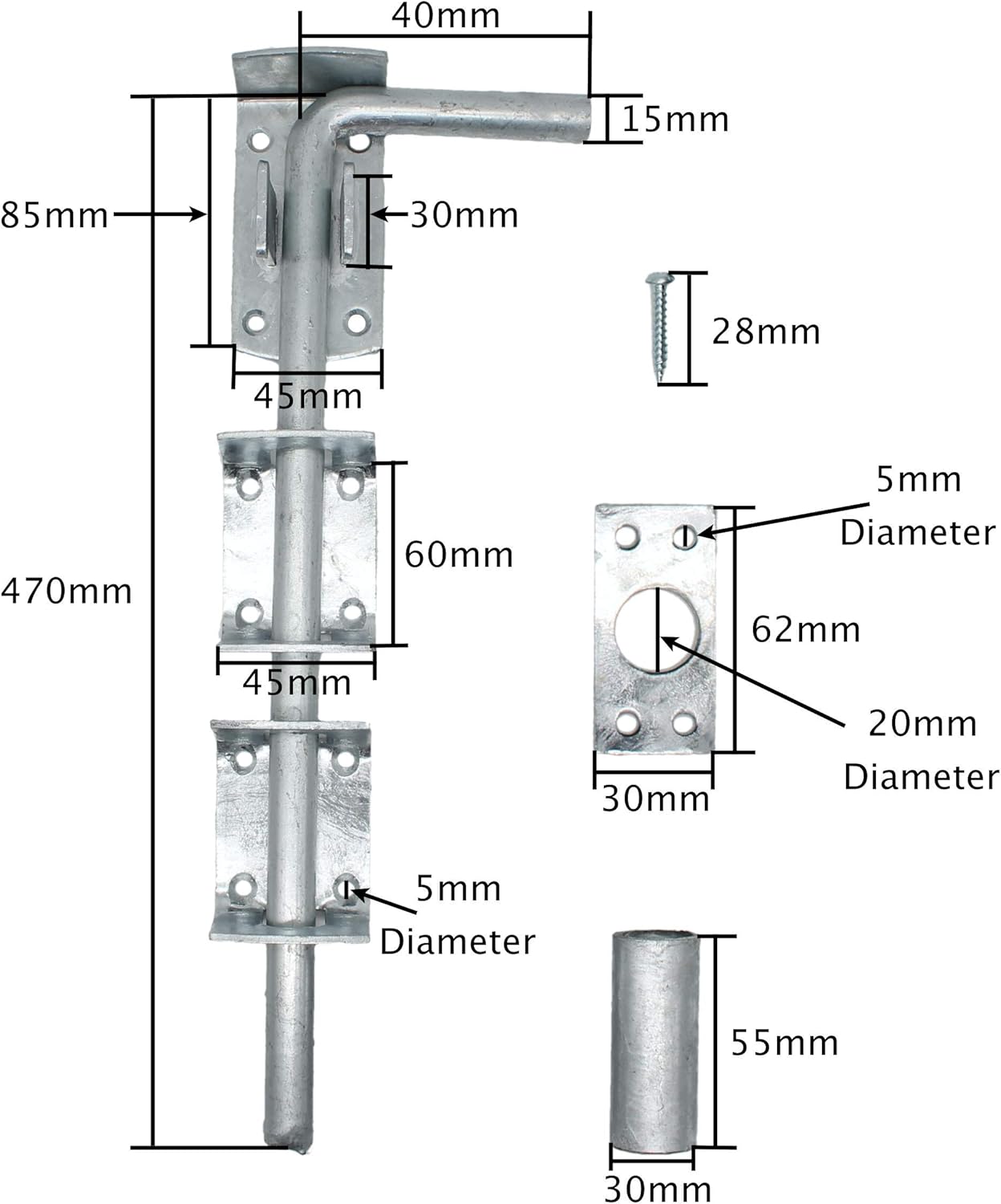 EAI Gate Drop Bolt, Galvanised, 18 inches - Image 4