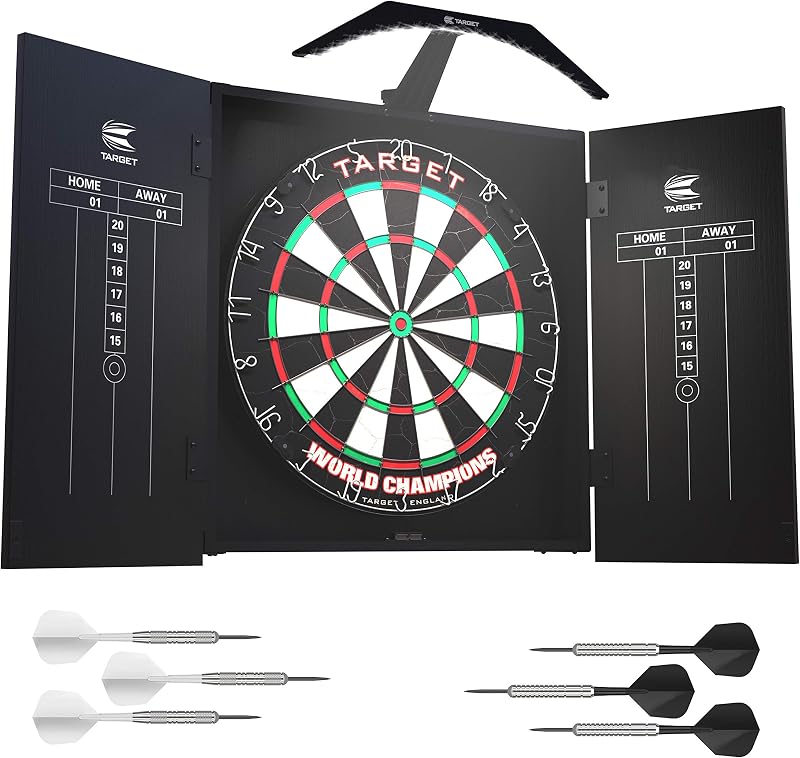 Target Darts Arc Dartboard Lighting System Home Cabinet Set Black