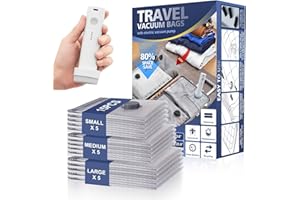 Travel Vacuum Bags with Cordless Pump, Vacuum Bags for Travel, Vacuum Sealer Bags for Clothes, Space Saver Vacuum Storage Bag