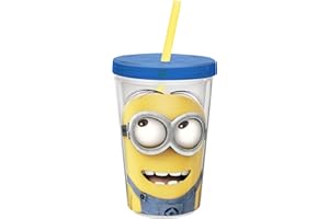 ZAK DESIGNS Zak! Designs Insulated Tumbler with Screw-on Lid and Straw and Despicable Me 2 Minions Graphics, BPA-free Plastic, 13-ounce
