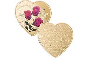 Strugglejewelry Heart Rose Valentine's Day Challenge Coin 52 Languages I Love You Medal (Gold)