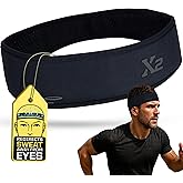 Halo Headband for Men X Series Sweatband for Extreme Sweating- 2 Width Sizes-3 Layers of Super Absorbing Dryline Fabric with Patented SweatSeal to Channel Sweat Away from Eyes.