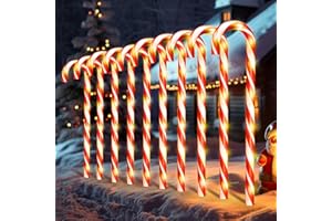 FLASHMEN 10PK 30inch 120 LED 8 Modes Large Christmas Candy Cane Pathway Lights Outdoor Decoration Flashing Waterproof Outdoor Lighted Up Christmas Light Decor for Garden Yard (Red Light)