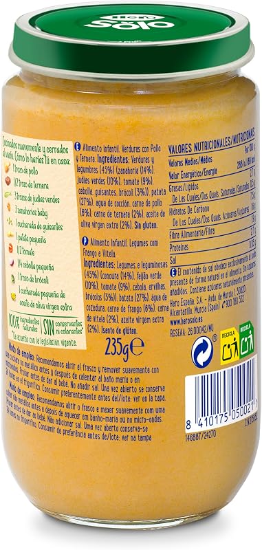 Hero Solo Caja Mixta Tarritos de Carne y Pollo Desde 6 Meses, 18 x 235 g