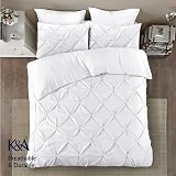 K&A Pintuck Pinch Pleat Duvet Cover Set White 137x200 with Pillowcase view 3