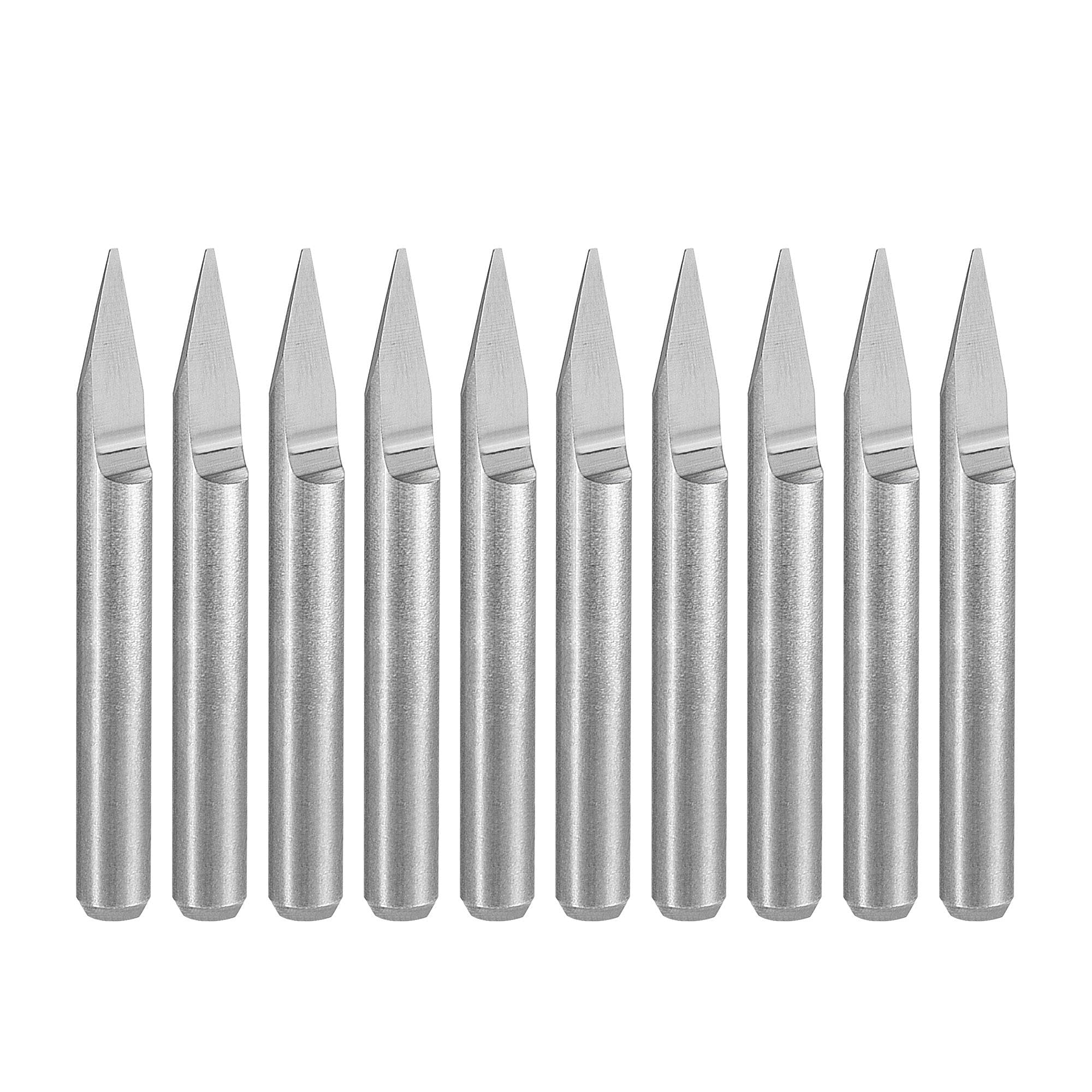 sourcing map Wood Engraving Bit Solid Carbide 3.175mm 1/8" Shank, 30 Degree 0.5mm Tip CNC Router Tool for Acrylic PVC MDF PCB Wood Carving, 10pcs