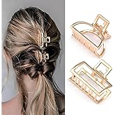 Oneasmot 2 Pcs Gold Hair Clips Small Metal Claw Clips for Thin Hair Non-Slip Strong Hold Braided Hair Clips for Women
