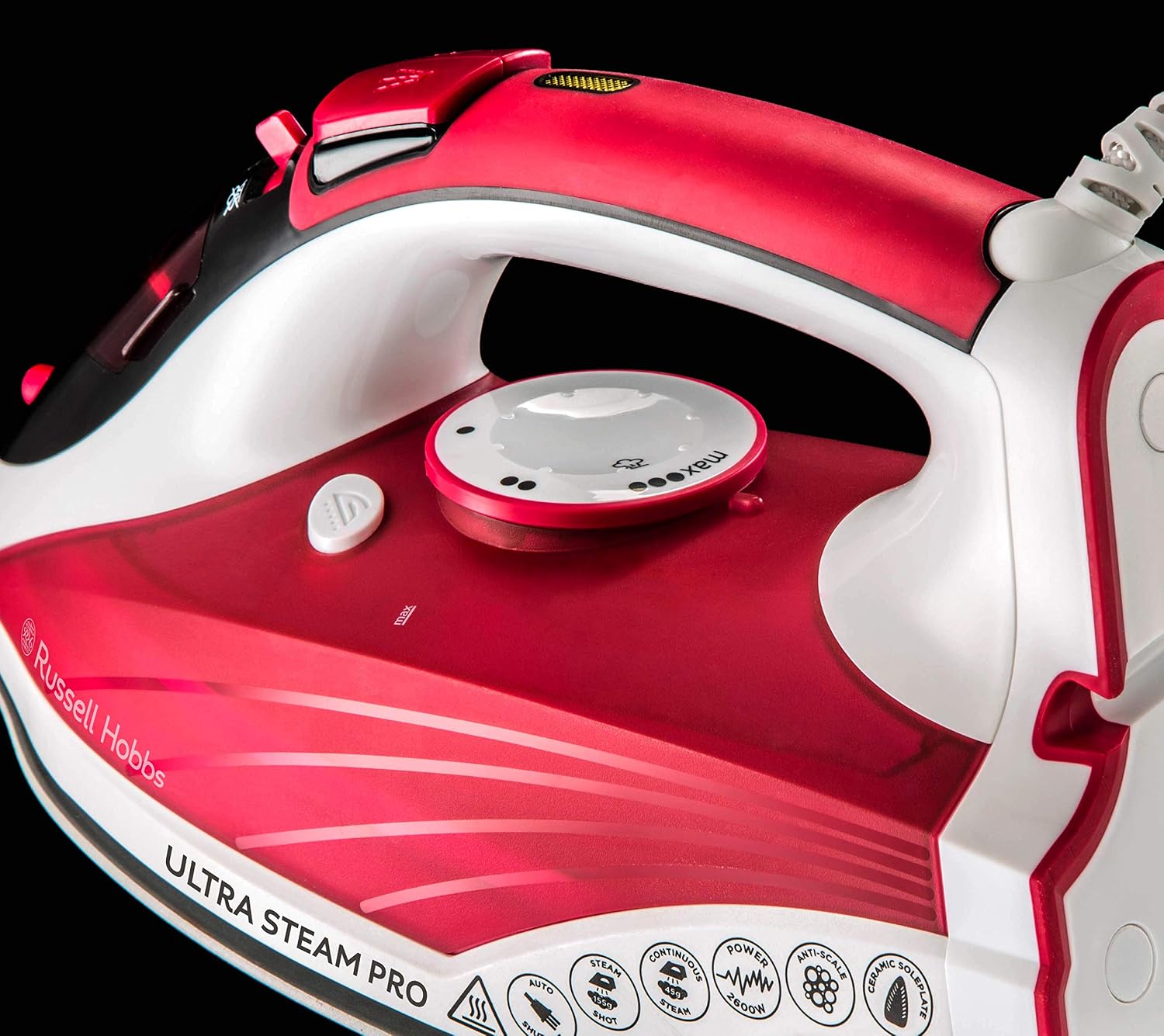 Russell Hobbs Ultra Steam Pro Iron, Ceramic Non-Stick Soleplate, Large 320ml Easy Fill Water Tank, 155g steam Shot - Image 4