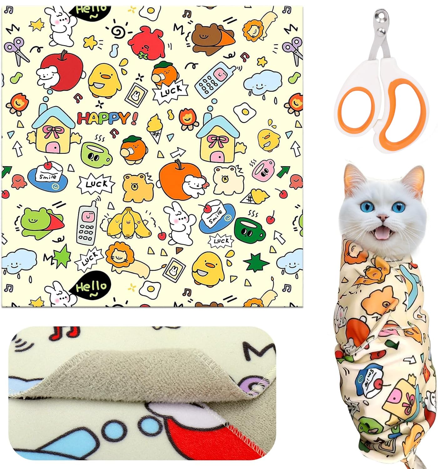 Okiki 猫用グルーミングバッグ 爪切り用 猫用ラップ キャットグルーミングバッグ 猫のお風呂バッグ 猫用グルーミングラップ お風呂 爪切り時 耳掃除 注射 シャンプー 点眼 猫 爪切り 暴れる 対策 自己粘着性猫用ラップ 猫保定袋 介護 拘束バッグ 猫用品 の商品画像