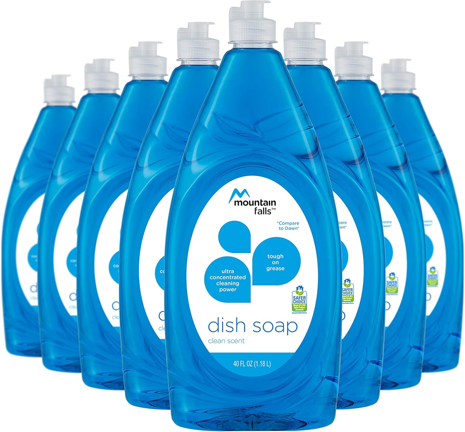 Mountain Falls Ultra Concentrated Dish Soap, Clean Scent, 40 Fluid Ounce (Pack of 8): Health & Personal Care