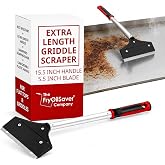 FryOilSaver Co. Stainless Steel Flat Top Griddle Scraper, 15.5-Inch Handle | Heavy Duty, 5.5-Inch Replaceable Flat Blade Removes Burnt-On Food and Grease from Flat Top Grills Quickly and Easily, 90018