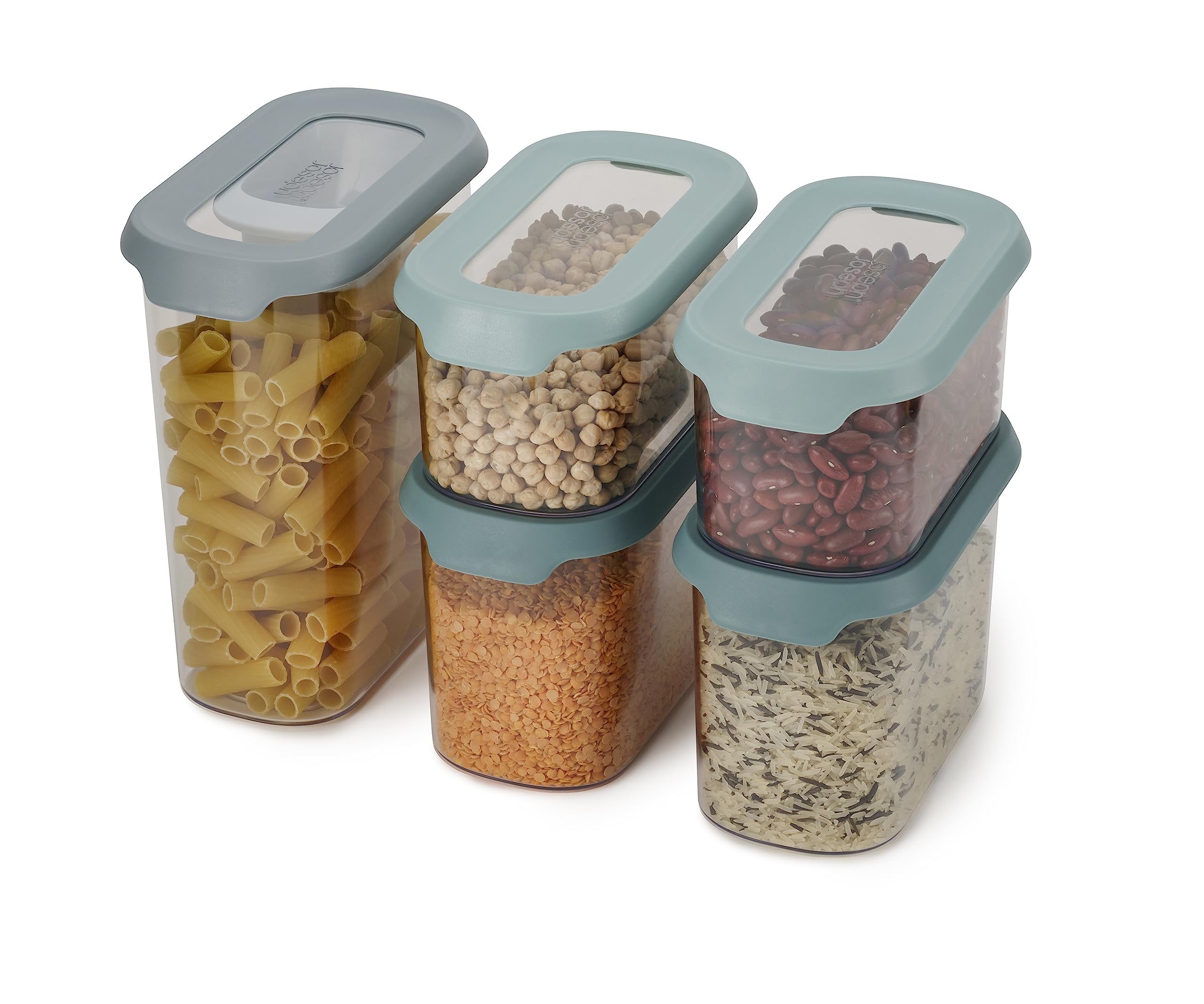 Joseph Joseph Cupboardstore Space Saving Kitchen Cupboard Airtight Food Storage Set, Set of 5 Plus Handy Scoop - Clear