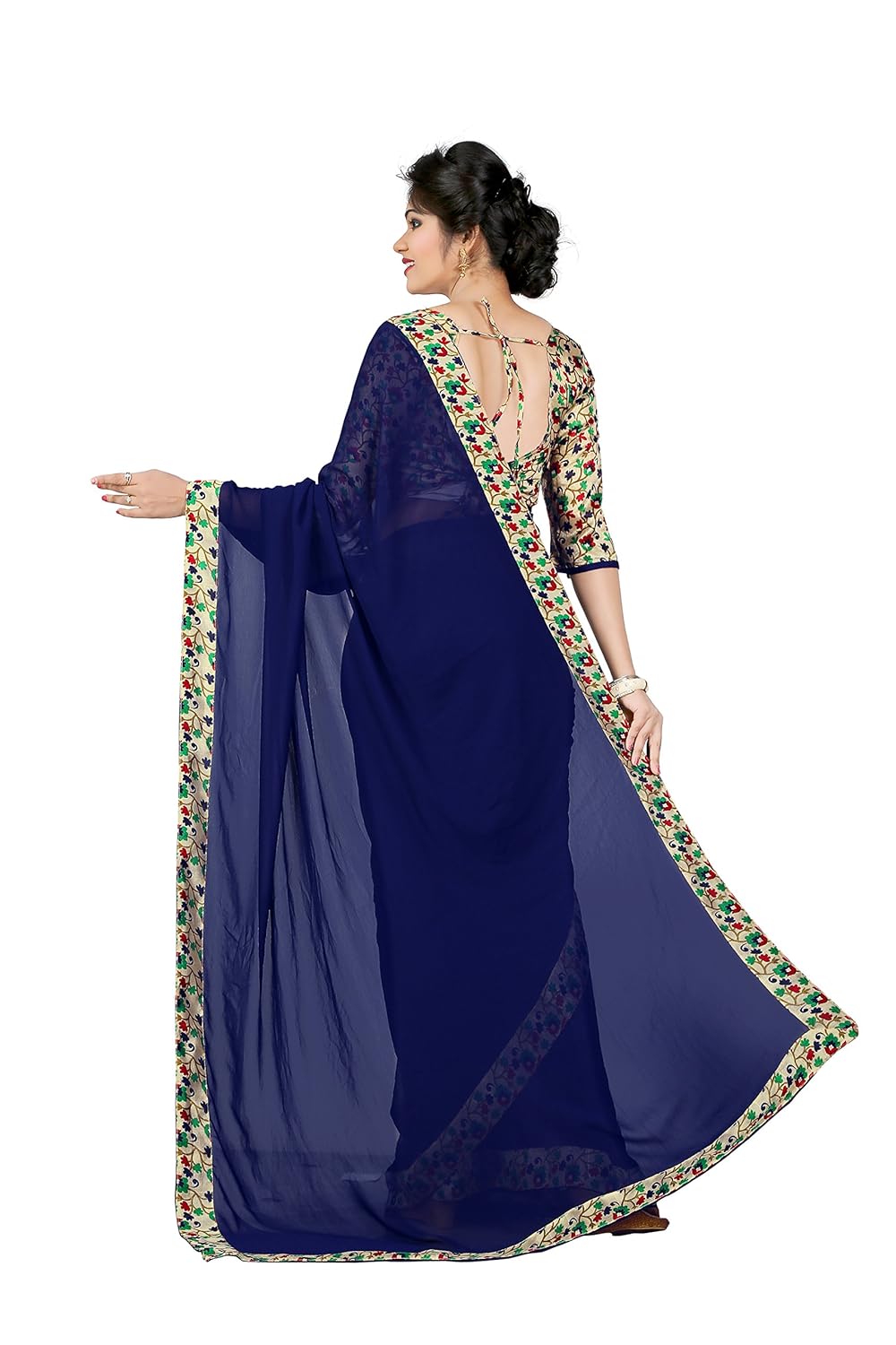 oomph! women's georgette saree with blouse piece