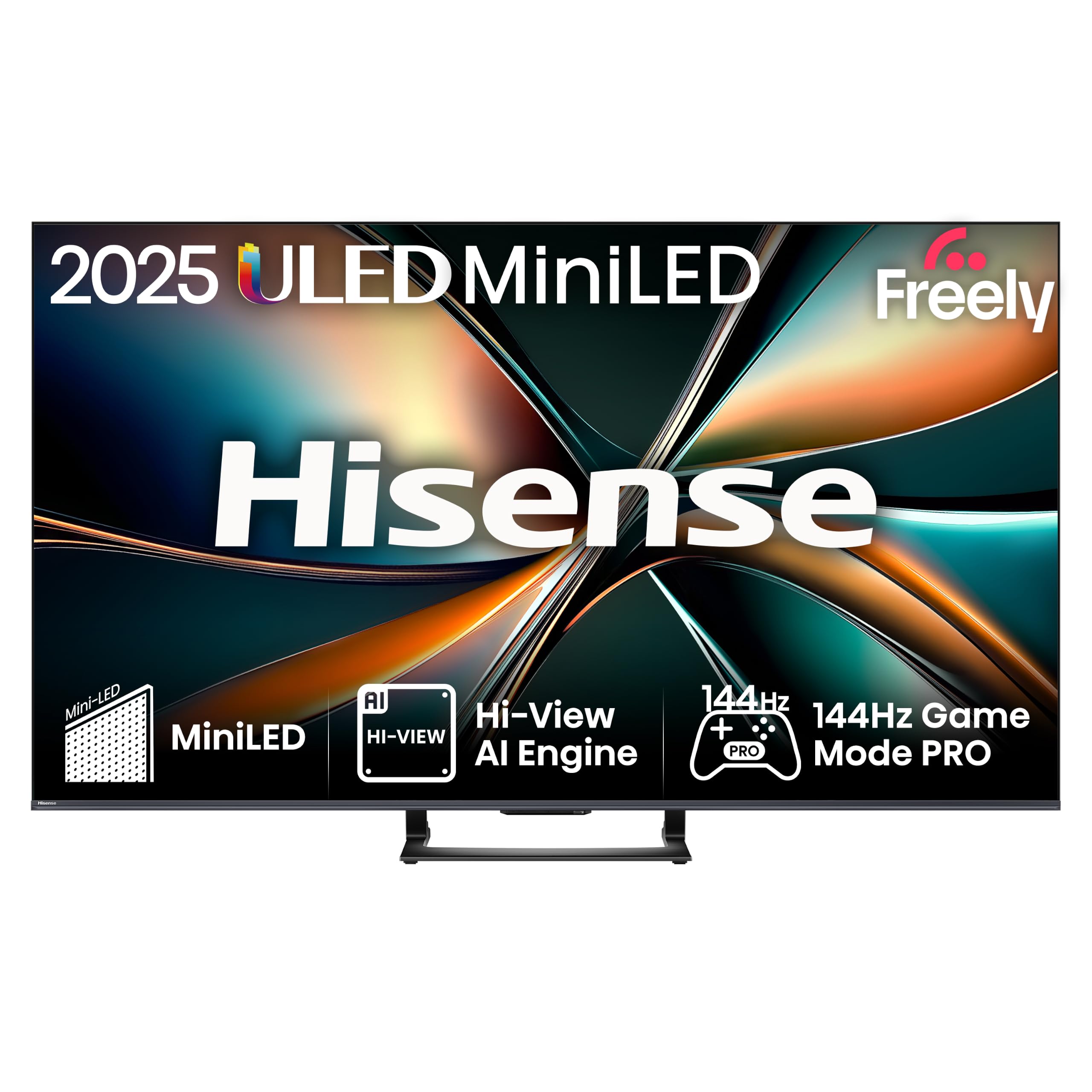 Hisense 50" 50U7QTUK MiniLED QLED 144Hz Smart AI TV - Hi-View AI Engine, 144Hz Game Mode PRO, 2.1 Channel, Dolby Atmos, Quantum Dot Colour, Anti-Reflection with Freely, Disney +, YouTube, Netflix