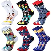 Suhine 6 Pair Men's Tool Dad Cute Socks Novelty Fashion Socks Construction Gift for Men Adult Woodworking Occupation Gift