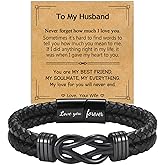 EPIRORA Gifts for Men Boys- Black Braided Leather Infinity Knot Bracelets for Son Grandson Nephew Brother Dad Husband, Jewelry Gifts for Christmas Birthday Graduation Anniversary Valentine's Day