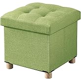 BRIAN & DANY 15 Inches Ottoman with Storage, Square Small Storage Ottoman Foot Rest with Legs, Ottomans Foot Stool for Dorm, Living Room, Entryway (Bright Green)