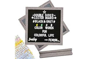FEMBW Double Sided Felt Letter Board,12''x12'' Felt Message Board with 1100+ Changeable 4-Colors Letters and Cursive Words,Wall Decor & Tabletop Display with Wood Stand