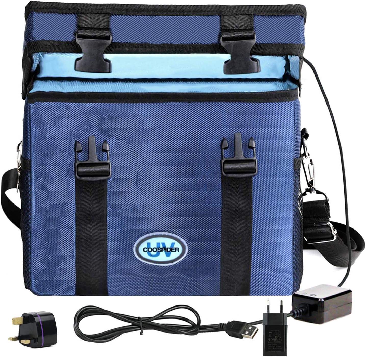 Coospider UV Sterile Tote UVC Sterilizer Box with Ultraviolet Ozone Free Lamp Portable Disinfection Cleaner Bag Suitable for Underwear, Tablets, Cellphone, 3 Timer Modes USB Input (CTUV-T2)