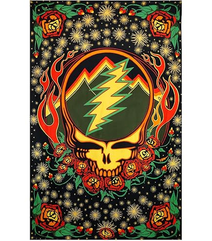Sunshine Joy Grateful Dead Dancing Bear Long Scarf Shawl - 66x13 Inch Hippie Fashion