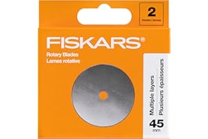 Fiskars 45mm Rotary Blade 2-Pack, Replacement Blades for Rotary Cutters, Precision Cutting for Quilting and Sewing