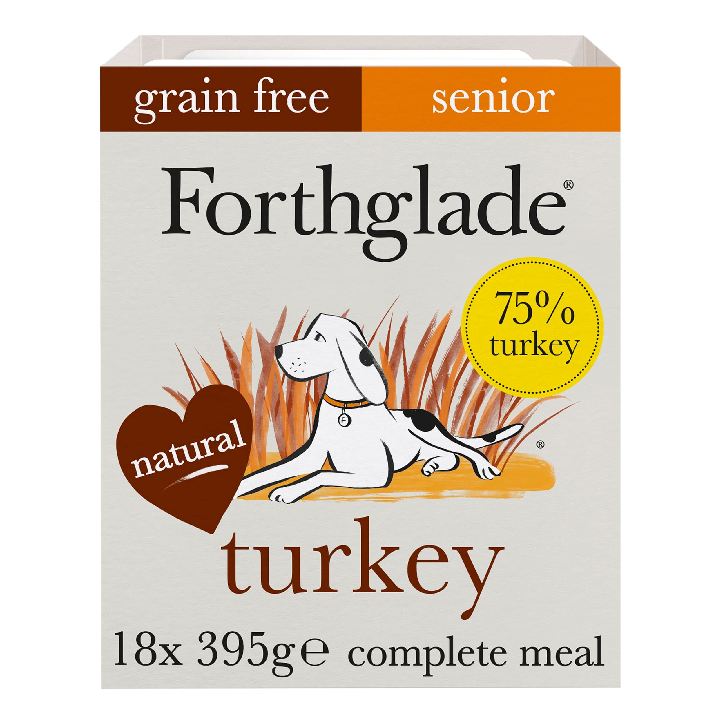 Forthglade Complete Natural Wet Dog Food - Senior Grain Free Turkey (18 x 395g) Trays - Senior Dog Food 7 Years+
