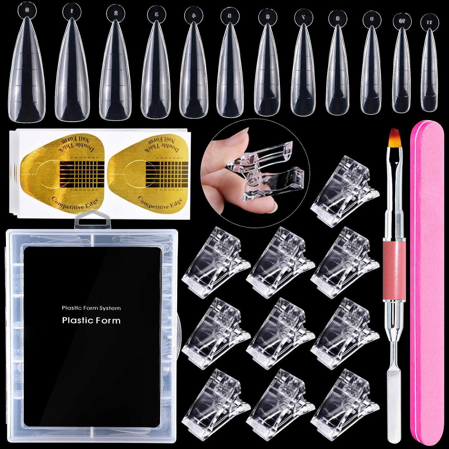 EBANKU Nail Extension Tool Kit 120PCS Stiletto Gel Nail Mold Dual