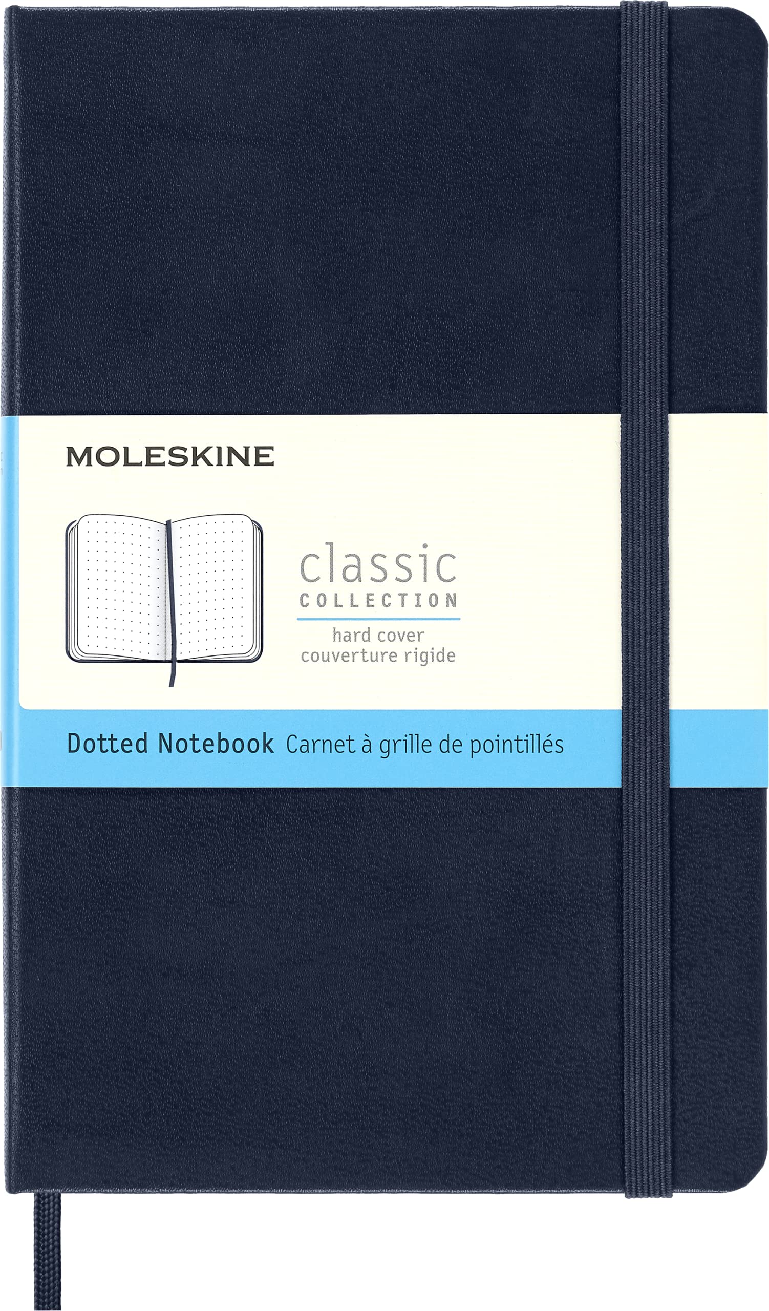 Moleskine Classic Dotted Paper Notebook, Hard Cover and Elastic Closure Journal, Color Sapphire Blue, Size Medium 11,5 x 18 cm, 208 Pages