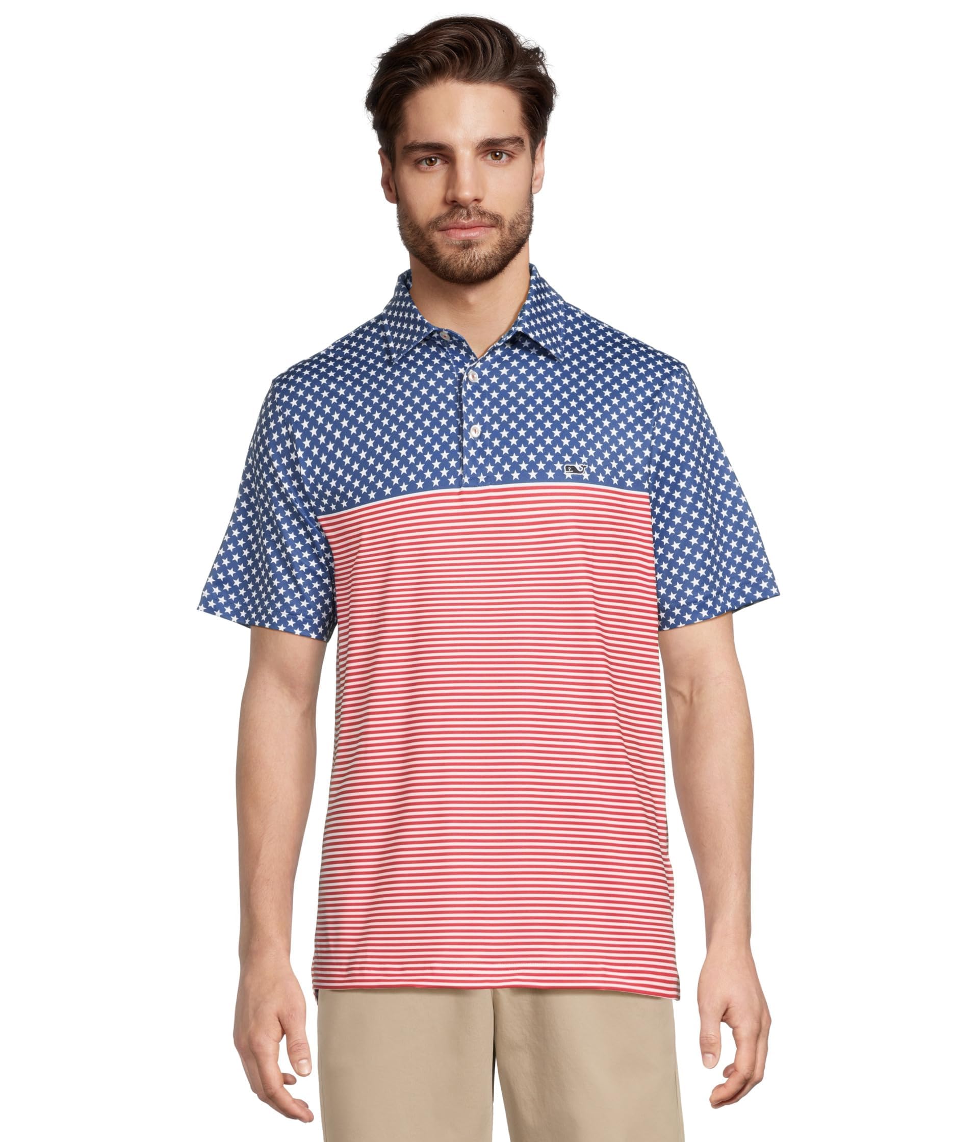 Vineyard Vines Mens Bradley Stripe Sankaty Polo, Stars & Stripes, Medium