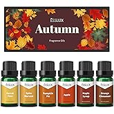 Fall Fragrance Oil, ESSLUX Autumn Essential Oils Set, Soap Candle Making Scents, Fall Scented Essential Oils for Home Diffuser Laundry, Forest Pine, Orange Cinnamon, Pumpkin Pie, Maple Syrup, 6X10 ml