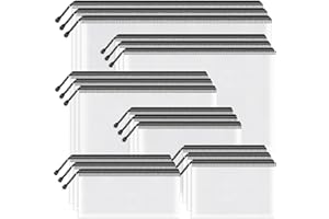 Umriox Zipper Mesh Document Pouch, 6 Assorted Size (Black, 18 Packs), Clear Zipper Pouches, Waterproof Travel Pouch for Office Supplies, Puzzles, Board Games and Craft Projects