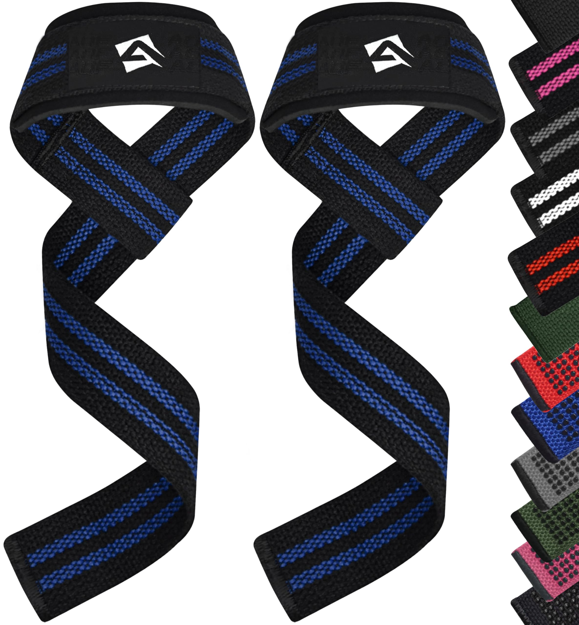 AQF Weight Lifting Straps, 100% Cotton Gym Wrist Straps, 60CM Heavy Duty Lifting Straps with 5MM Neoprene Padding, Non-Slip Advanced Gel Grip, Ideal for Deadlifts Strength Training