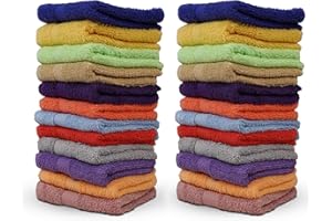 ZUPERIA 100% Cotton Bath Wash Cloths 24 Pack - 12" x 12"- Highly Absorbent Soft Washcloths for Face, Gym Towels, Hotel Spa Quality, Reusable Multipurpose (Dark, Light & Bright Colors)