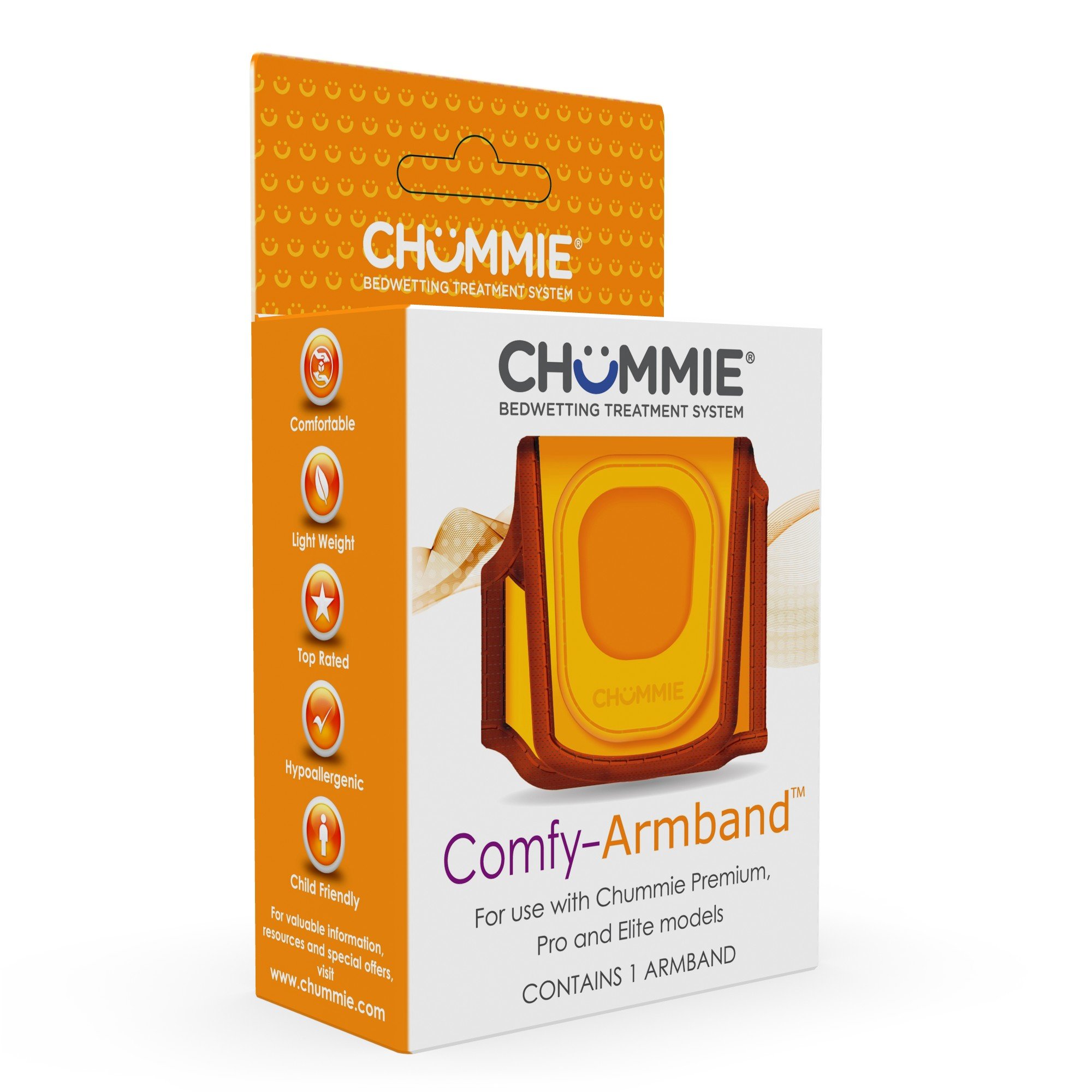 Chummie Comfy-Armband for Bedwetting Alarms – Patented Design to Increase Comfort and Convenience at Night When Used with Bedwetting Alarms, for Boys and Girls of All Ages, Orange, 1 Count (Pack of 1)
