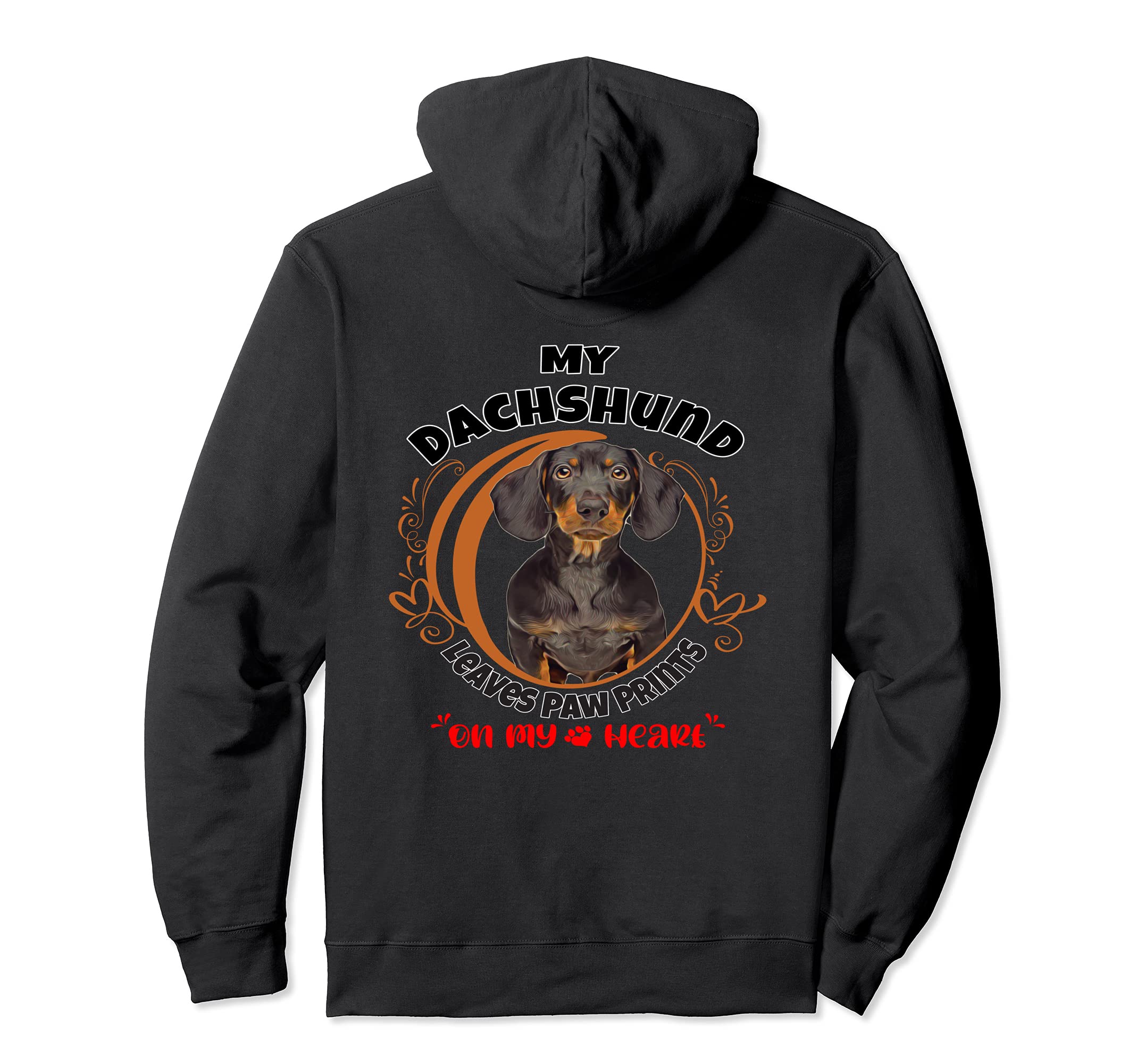 Dachshund Dog Paw Prints On My Heart Pullover Hoodie