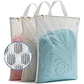 Tenrai Laundry Bag Mesh Wash Bag,Use YKK Zipper,Tote Bag Bathroom Hanging, Bra Fine Mesh Wash Bag for Underwear 3 Bags(3L Cellular Mesh)