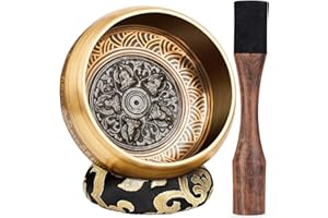 HIHEALER Tibetan Singing Bowl Set — Meditation Sound Bowl Handcrafted in Nepal for Yoga, Chakra Healing, Mindfulness, and Stress Relief — Self-Care Spiritual Gifts for Women and Men