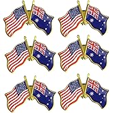 6/12/50/100 Pack-American Australia Friendship Flag Pins Bulk -1.5” Metal Patriotic US USA Australian Lapel Pins Badge Souvenir