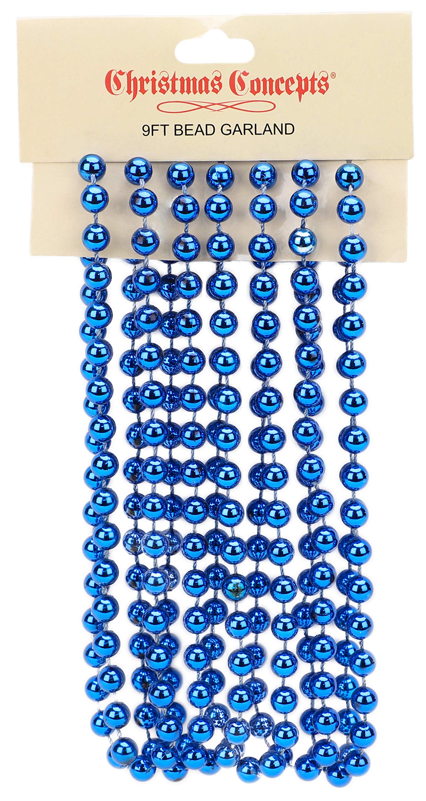Christmas Concepts® 9ft Christmas Bead Chain - Christmas Bead Garlands - Decorations (Royal Blue)