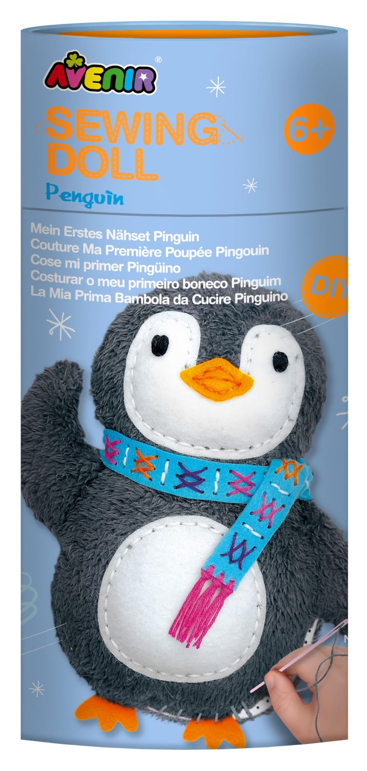 Avenir Sewing Doll Penguin, Mixed Colours DIY Creative Activity Kit | 26 cm Plush Toy Sewing Set for Kids | Easy Instructions | Craft Kit for Ages 6+ — image 1