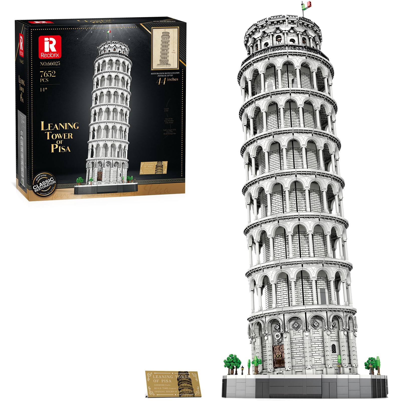 Reobrix Leaning Tower of Pisa Building Set, Italy City Landmark Architecture Model Kit 66025, Famous Historical Collection Display, Gift for 14+ Adults Travel Art Lovers (7652 PCS) — image 1
