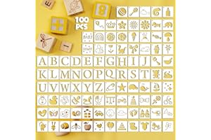 ASEOJOON 100 Pcs Cute Baby Shower Stencils for Painting Onesie Decorating Kit, Reusable Templates for Painting on Boy Girl Shirt Onesies Shoes Bibs Clothes Cookie Bodysuit 1.5 x 1.5 Inch (Cute)