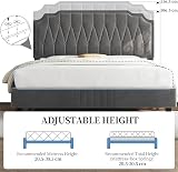 Yaheetech 4ft6 Double Upholstered Bed Frame with Adjustable Headboard Dark Grey view 6